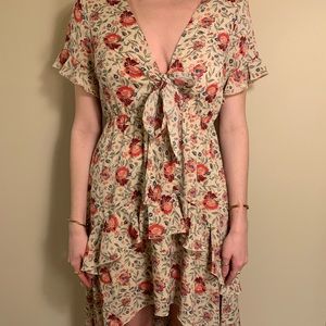 Nasty gal high low floral dress with tie in the front